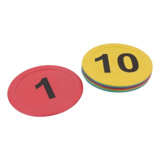 Runde Bodenmarkierungen mit Zahlen, 1 - 10