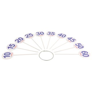 POLANIK Markierungstafeln f&uuml;r Ballwurf zum Einstechen - Nummernkreis 10 bis 60