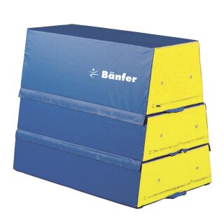 B&auml;nfer Sprungkasten Trapez &quot;little&quot; 3-tlg., blau / gelb, 85 x 60/30 x 75/25 cm