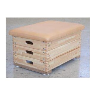 ROWECO Sprungkasten Kiefer 3-teilig, 70 x 50 x 40 cm, Kernrindleder, natur