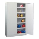 PAVOY Sportger&auml;te-Ballschrank mit 5 Einlegeb&ouml;den (Typ 3) als Fl&uuml;gelt&uuml;renschrank, au&szlig;enliegende T&uuml;raufh&auml;ngung, (HxBxT) 195 x 100 x 50 cm, Korpus lichtgrau, Vollblecht&uuml;r zinkgelb