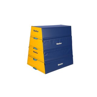 B&auml;nfer Sprungkasten Trapez 4-tlg., blau / gelb, 120 x 90/45 x 120/30 cm
