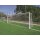 Stadion-Fu&szlig;balltor LIGA 7,32 x 2,44 m in Bodenh&uuml;lsen mit Netzhalte-Konstruktion, EN 748 -Typ 2, vollverschwei&szlig;t, silber