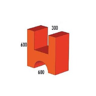 B&auml;nfer Br&uuml;cke / U-Element, 60 x 30 x 60 cm, rot / orange